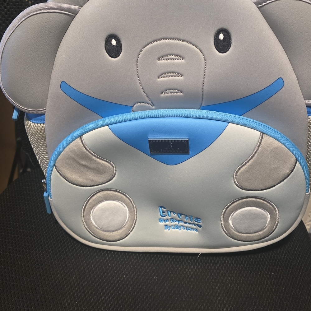 Gray and Blue Elephant Kids Backpack